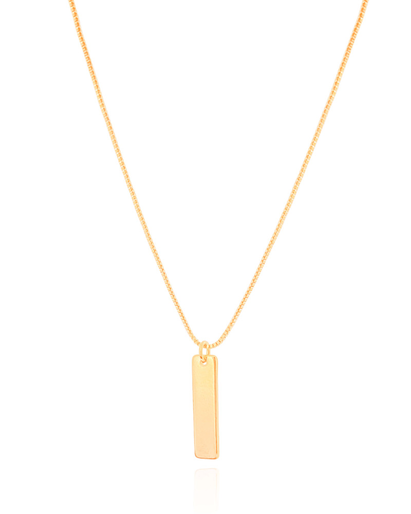 Gargantilha Veneziana Retângulo Liso Banhado a Ouro 18K - 45 cm