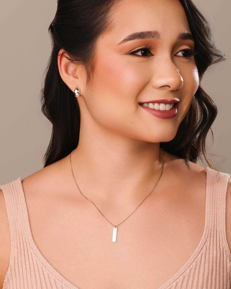 Gargantilha Veneziana Retângulo Liso Ródio Branco - 45 cm