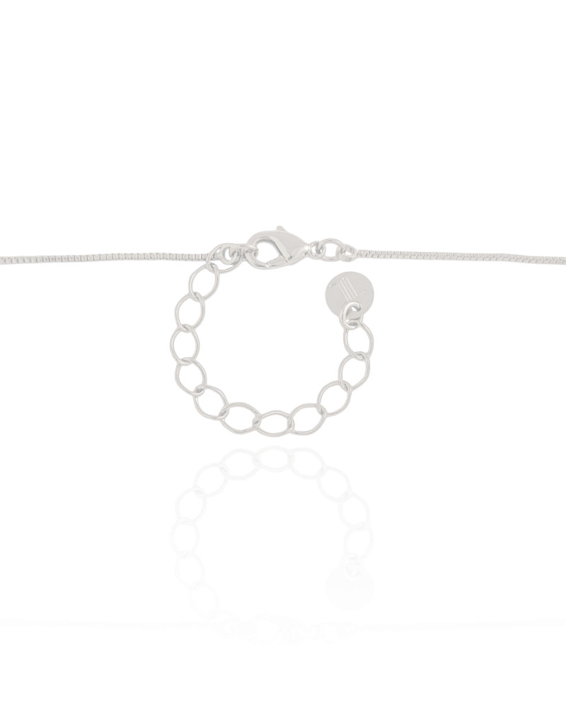 Gargantilha Veneziana Círculo Baguetes Cristal Ródio Branco - 45 cm