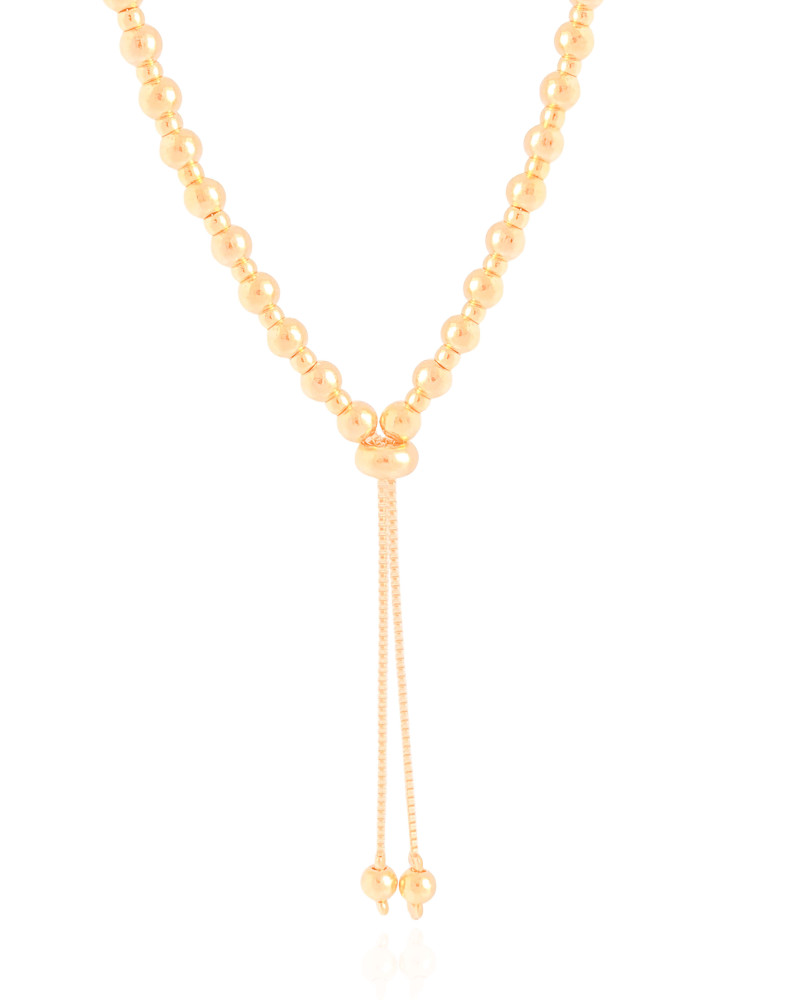 Gargantilha Gravata Bolinhas Lisas Banhado a Ouro 18K - 50 cm