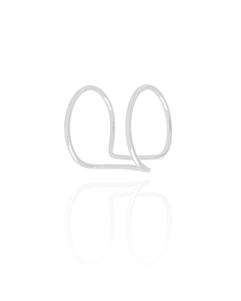 Anel Ajustável Fio Duplo Liso Tamanho P Ródio Branco