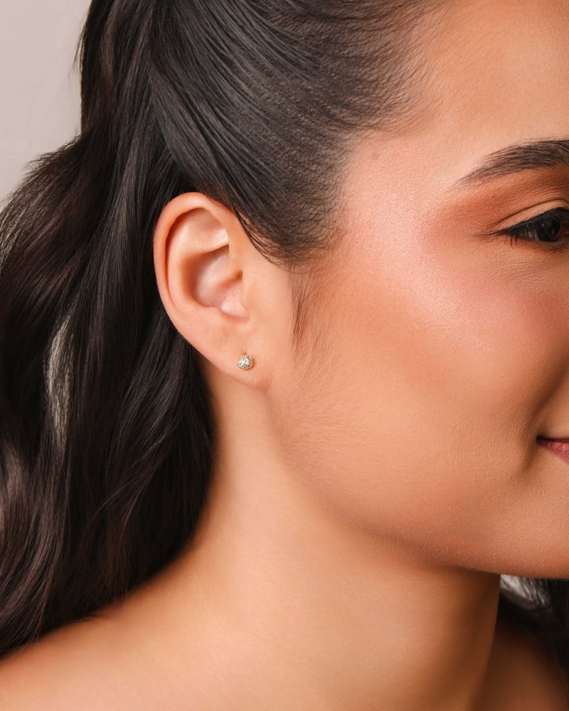 Brinco Redondo Cravejado Cristal 5 mm Banhado a Ouro 18K