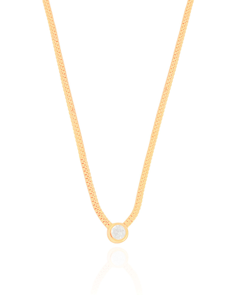 Choker Veneziana Dupla Ponto de Luz Cristal 7 mm Banhado a Ouro 18K