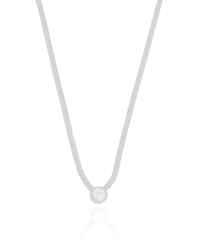 Choker Veneziana Dupla Ponto de Luz Cristal 7 mm Ródio Branco