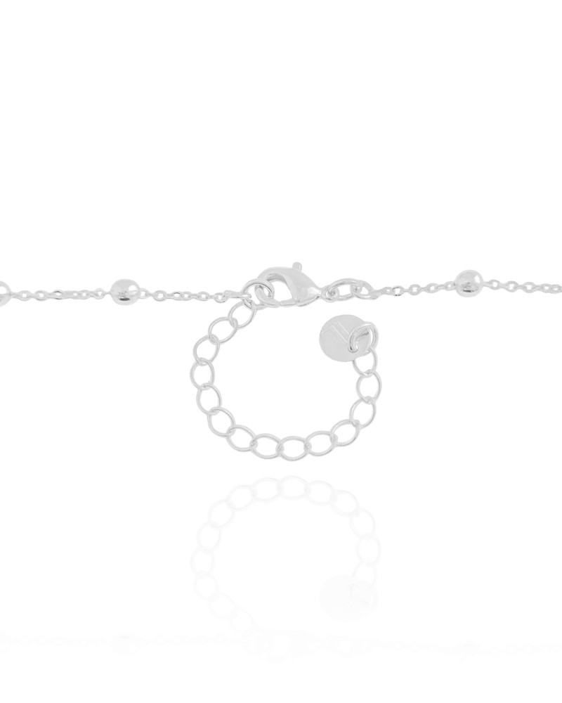 Gargantilha Elos Bolinhas Gota Cristal Ródio Branco - 40 cm