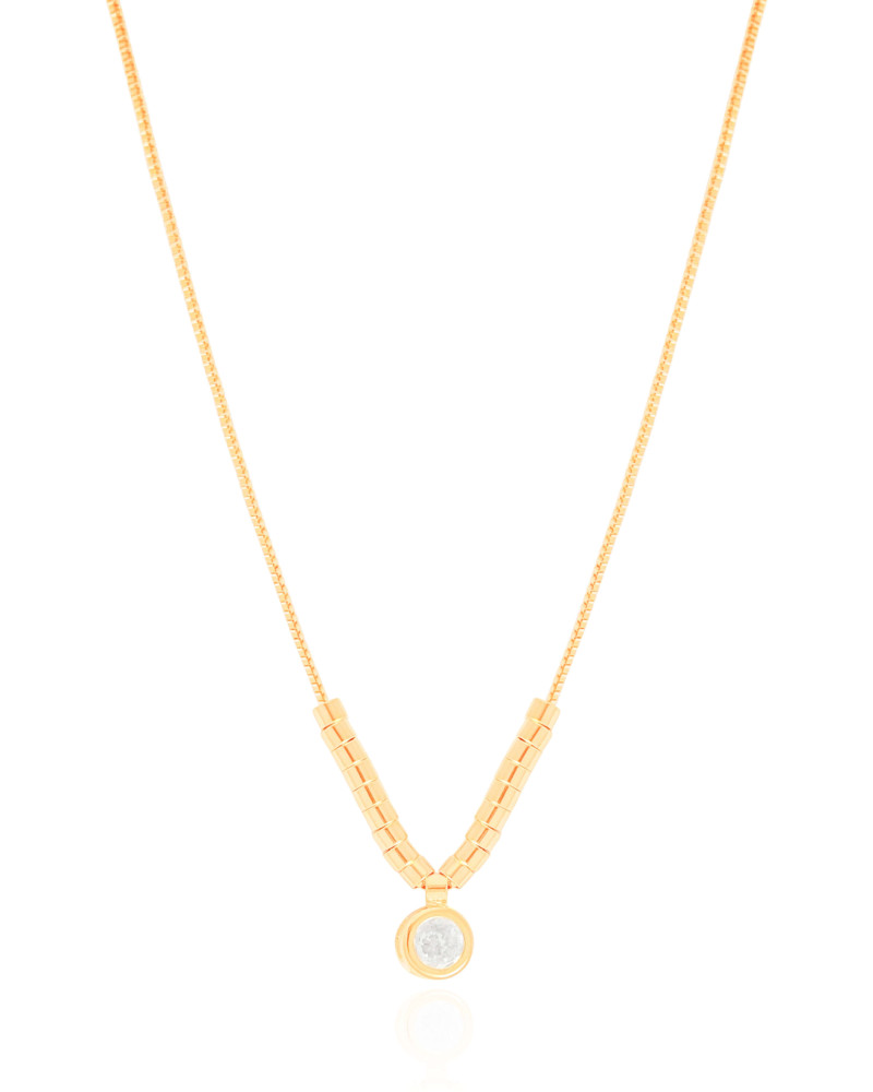 Gargantilha Veneziana Canutilhos Ponto de Luz Cristal Banhado a Ouro 18K - 40 cm