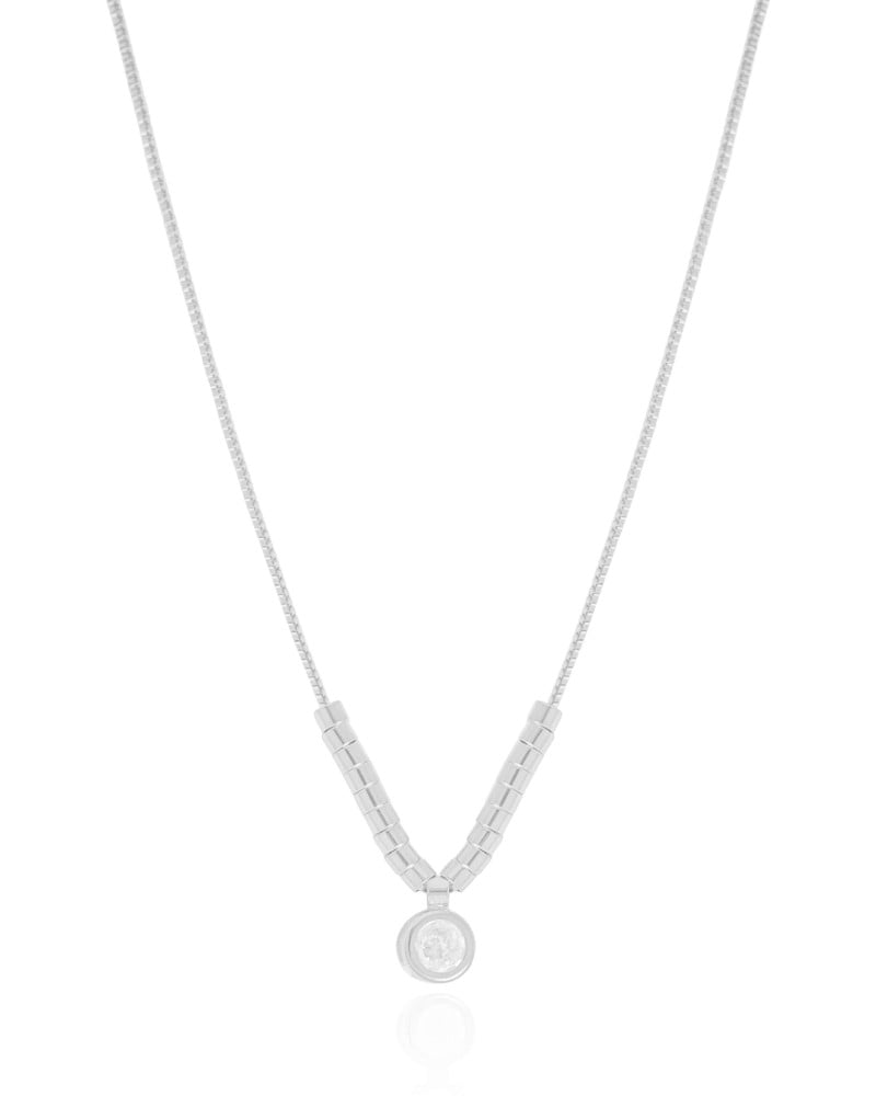 Gargantilha Veneziana Canutilhos Ponto de Luz Cristal Ródio Branco - 40 cm