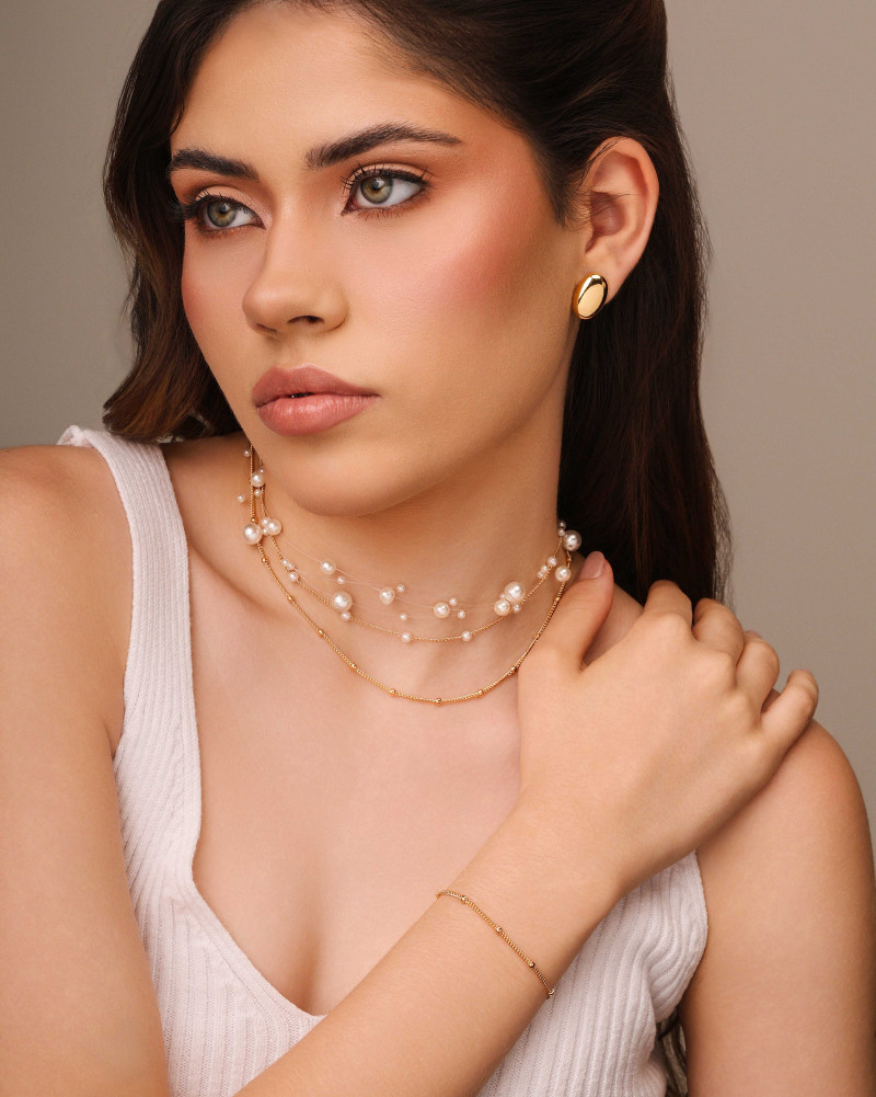 Choker Grumet Nylon com Pérolas Banhado a Ouro 18K