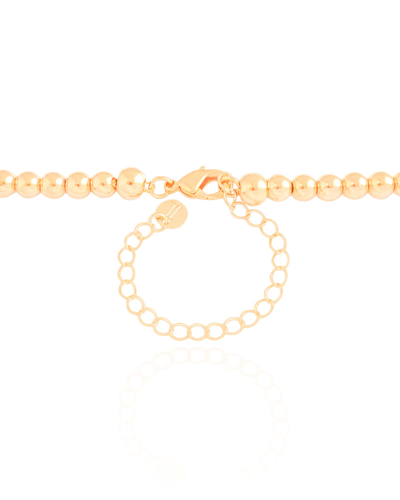 Choker Bolinhas Coração Liso Banhado a Ouro 18K