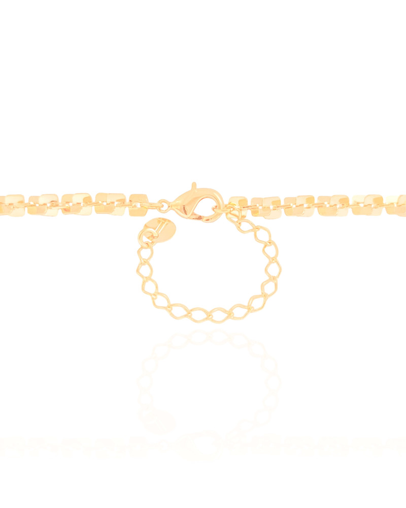 Gargantilha Elos Quadrados 4 mm Banhado a Ouro 18K - 45 cm