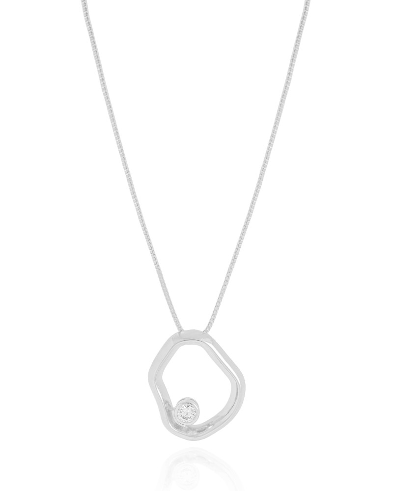 Gargantilha Veneziana Orgânico Vazado Ponto de Luz Cristal Ródio Branco - 45 cm