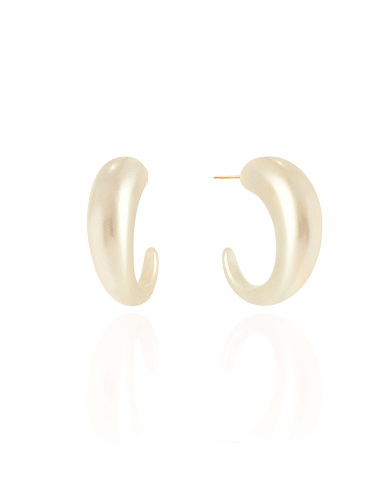 Brinco Argola Lua Pérola 2.7 cm Banhado a Ouro 18K