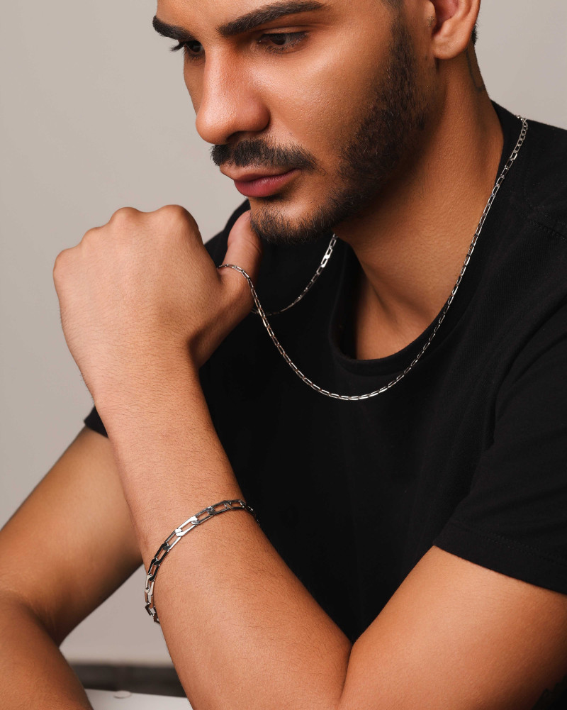 Pulseira Masculina Grumet 6 mm Ródio Branco