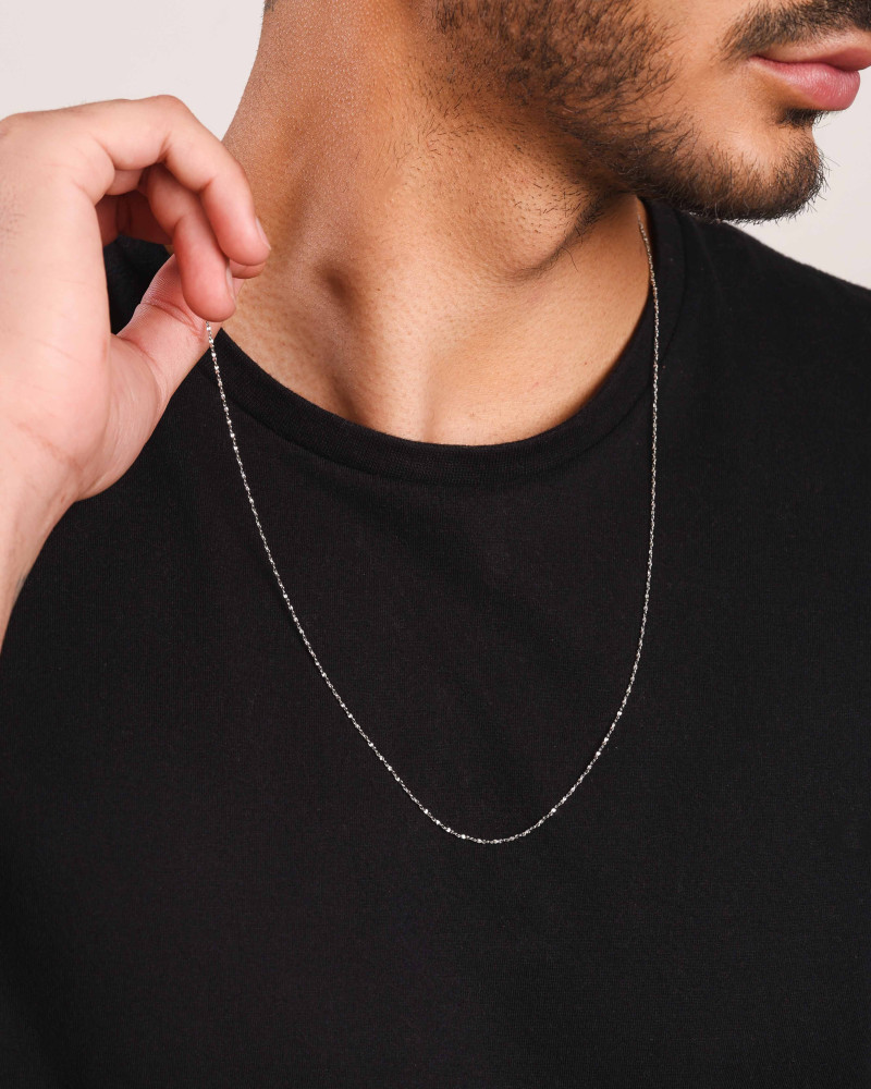 Gargantilha Masculina Torcida 1 mm Ródio Branco - 60 cm