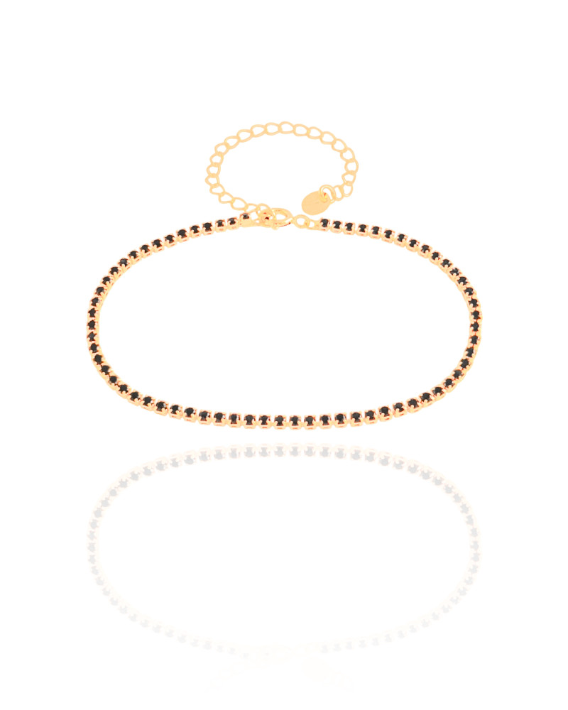 Pulseira Riviera Onix 2 mm Banhado a Ouro 18K