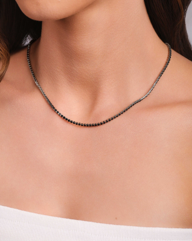 Choker Riviera Onix 2 mm Ródio Branco