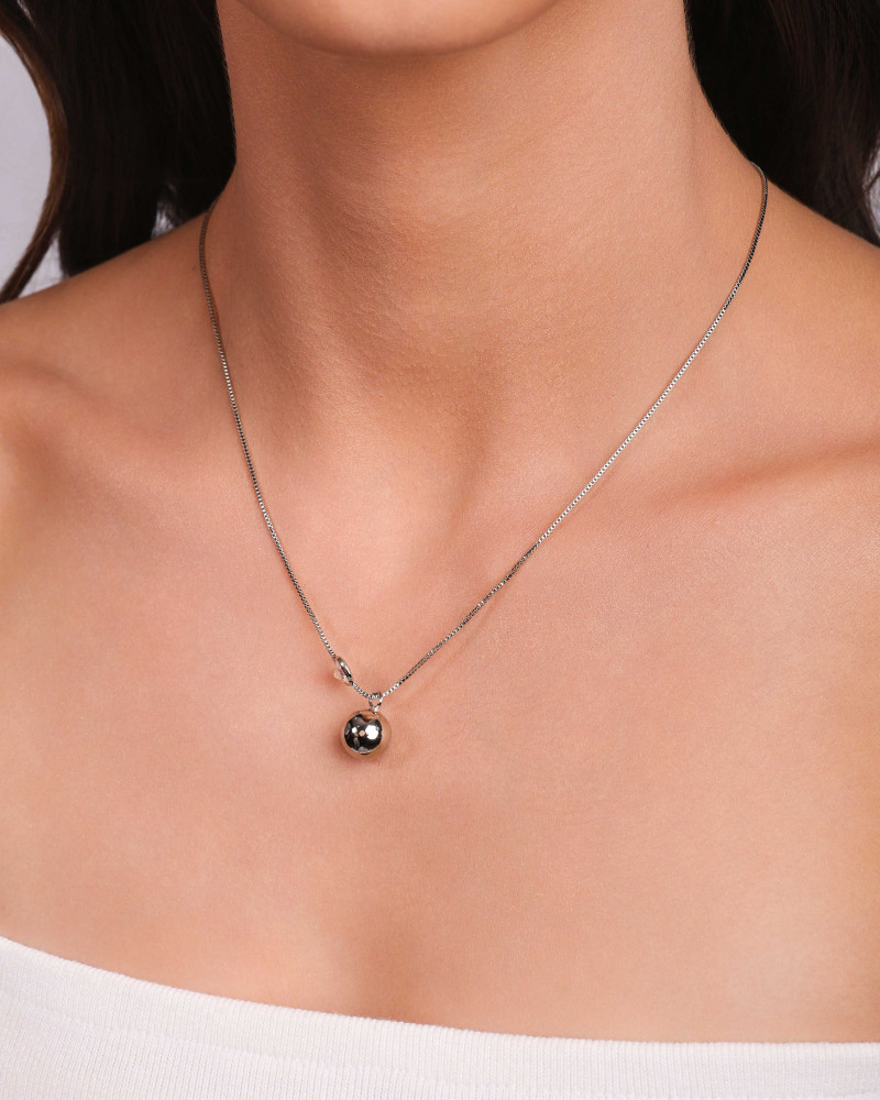 Choker Veneziana Bola Lisa e Ponto de Luz Cristal Ródio Branco