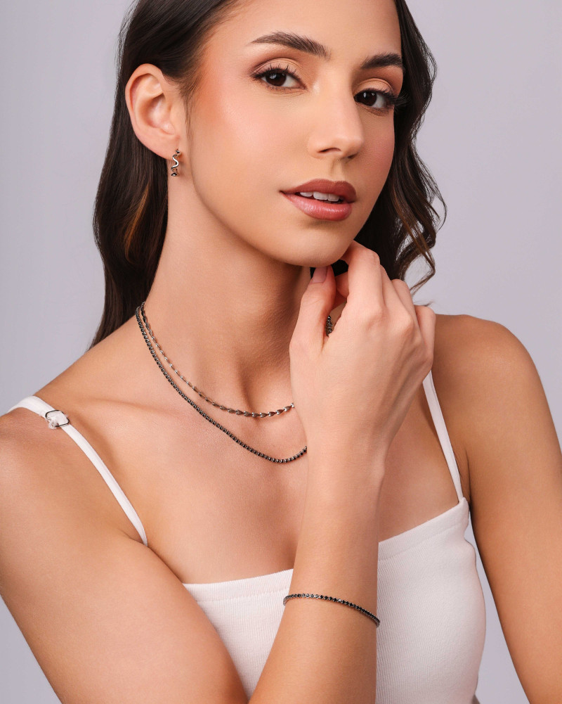Choker Plaquinhas Lisas Ródio Branco
