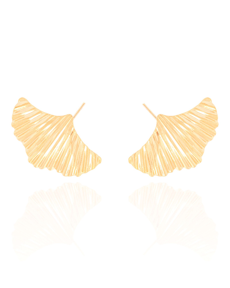 Ear Cuff Folha Frisada Banhado a Ouro 18K