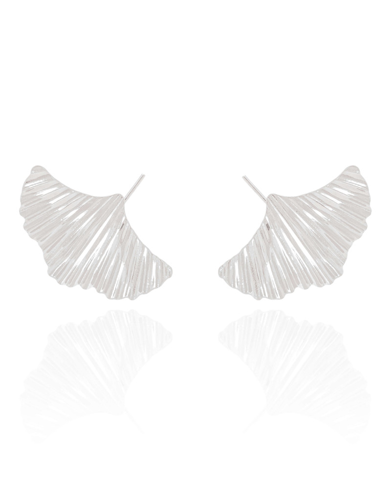 Ear Cuff Folha Frisada Ródio Branco