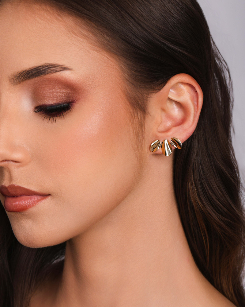 Ear Cuff Trio Oval Liso Banhado a Ouro 18K