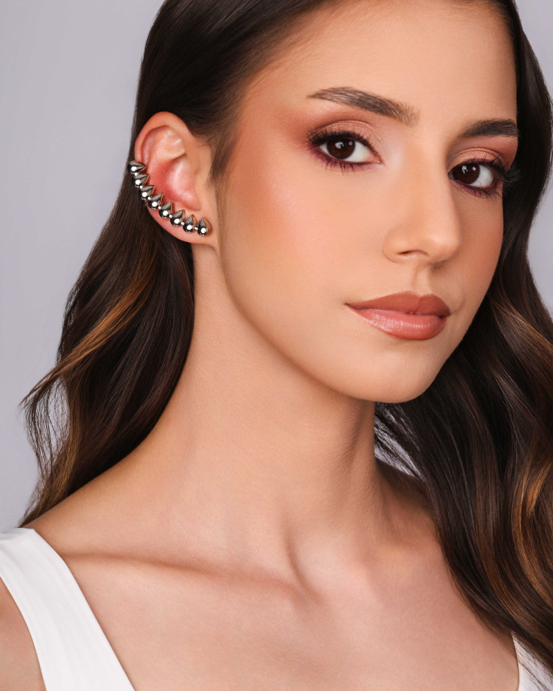 Ear Cuff Gotas Lisas Ródio Branco