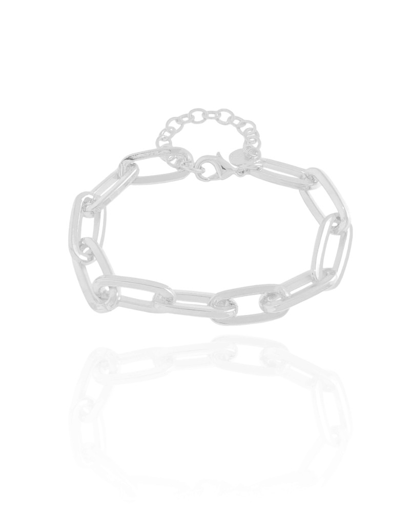 Pulseira Elos Ovais 8 mm Ródio Branco