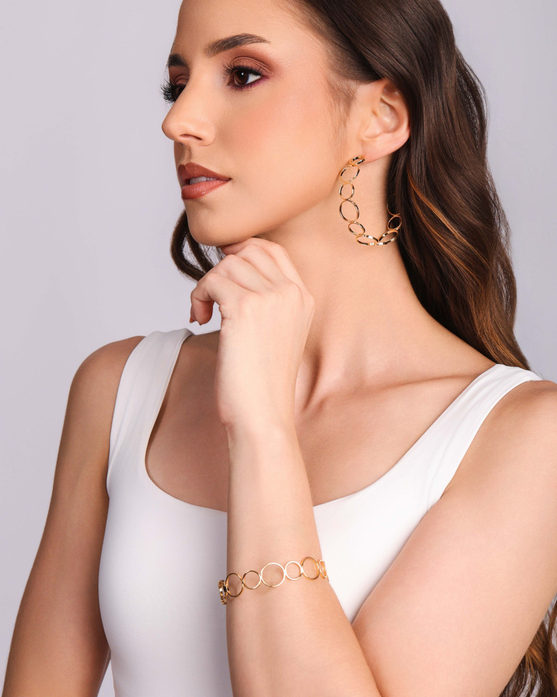 Bracelete Círculos 14 mm Banhado a Ouro 18K