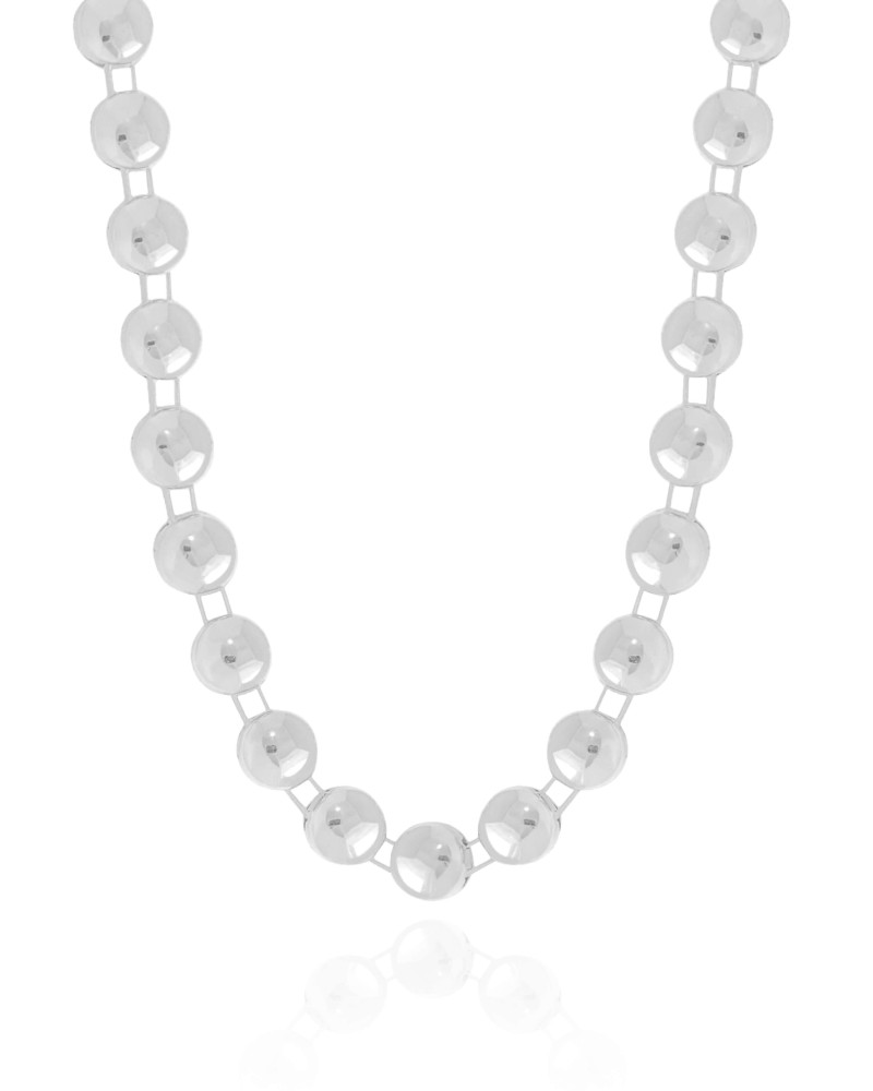 Choker Bolas Achatadas Lisas Ródio Branco