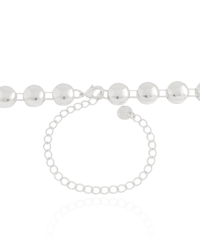 Choker Bolas Achatadas Lisas Ródio Branco