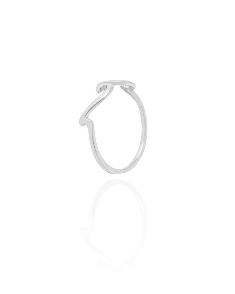 Anel Ondas Lisas Tamanho 12 Ródio Branco