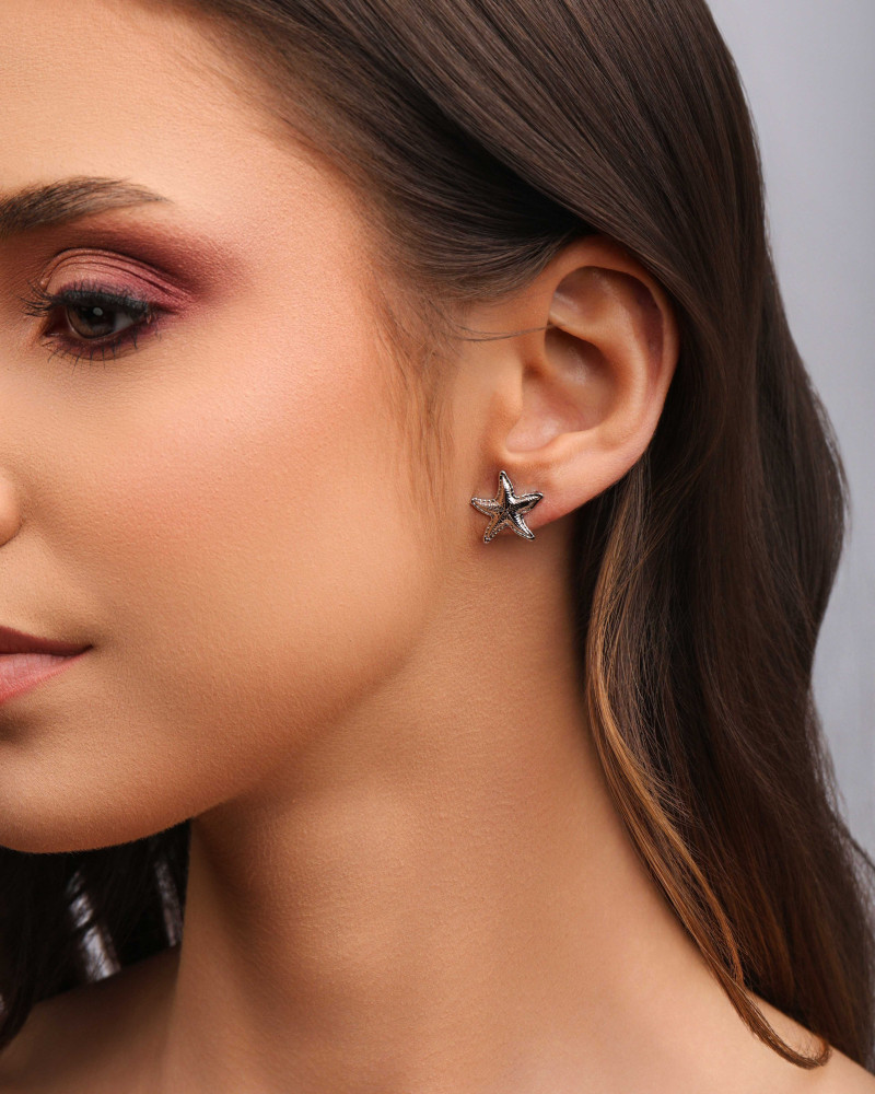 Brinco Estrela do Mar 1.5 cm Ródio Branco