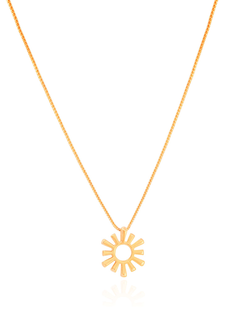 Gargantilha Veneziana Sol Vazado Banhado a Ouro 18K - 45 cm