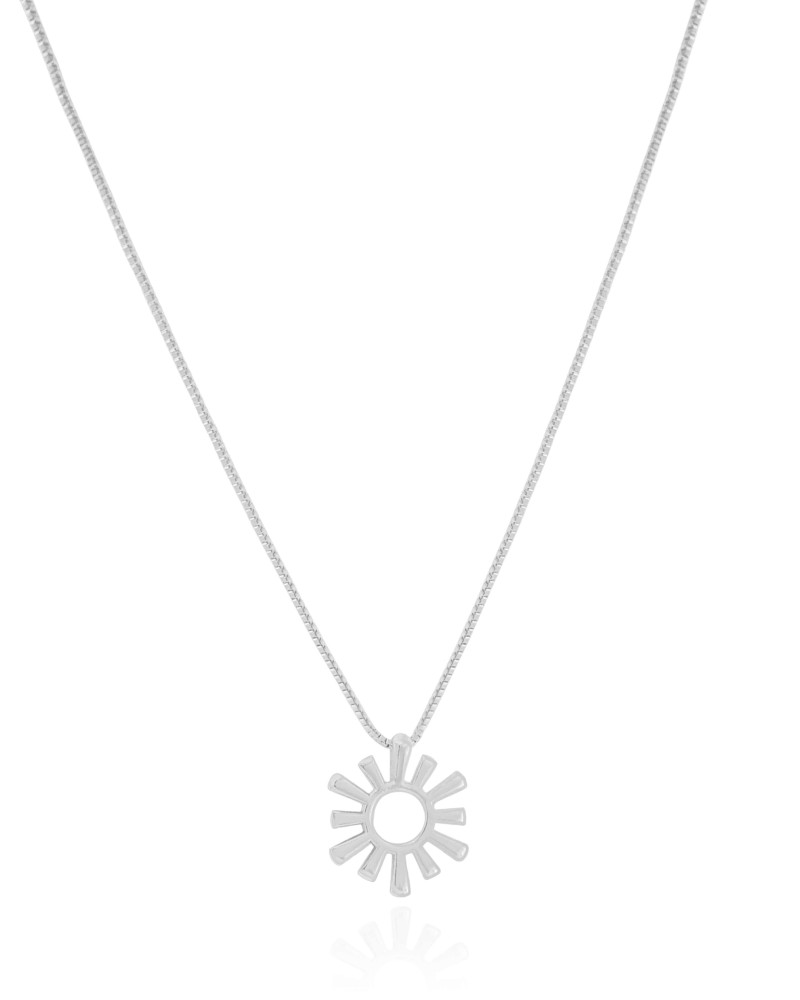 Gargantilha Veneziana Sol Vazado Ródio Branco - 45 cm