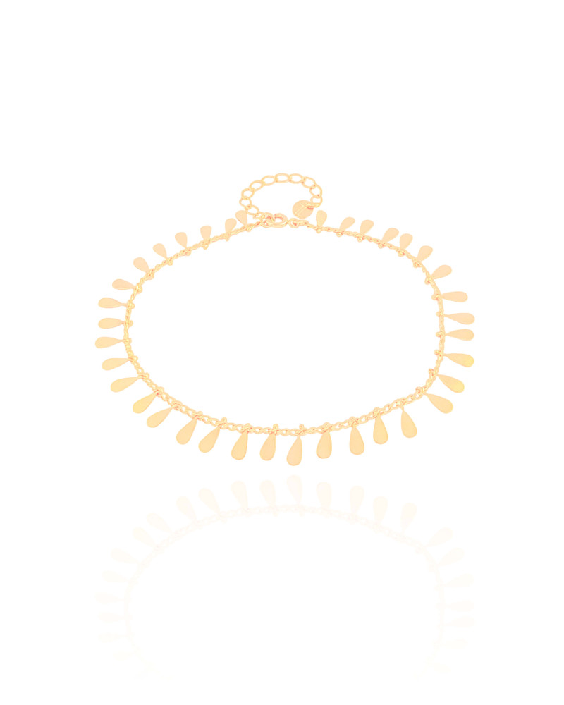 Tornozeleira Grumet Gotas Lisas Banhado a Ouro 18K