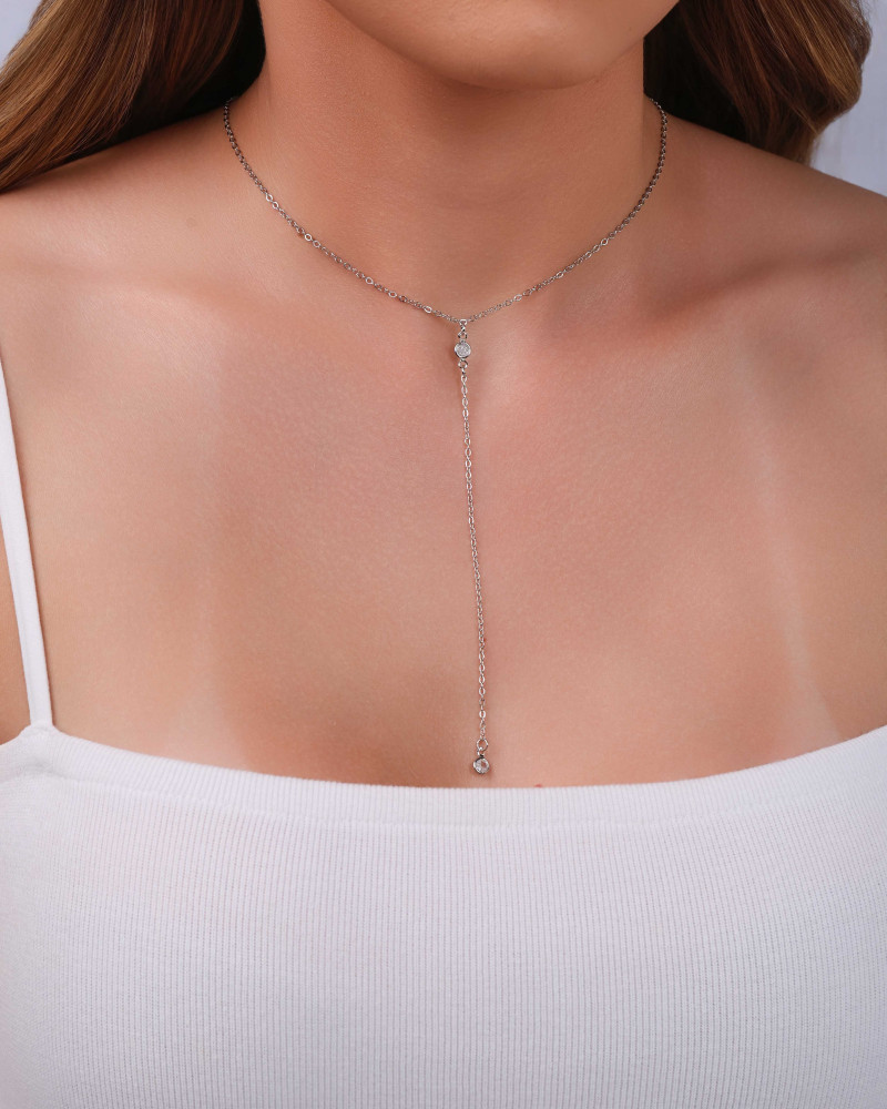 Gravata Elos Pontos de Luz Cristal 5 mm Ródio Branco