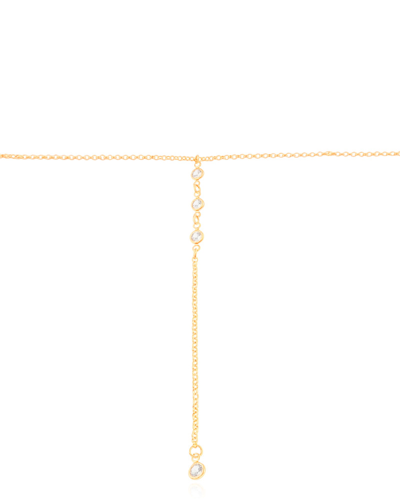 Gargantilha Back Nacklace Elos Pontos de Luz Cristal Banhado a Ouro 18K - 60 cm