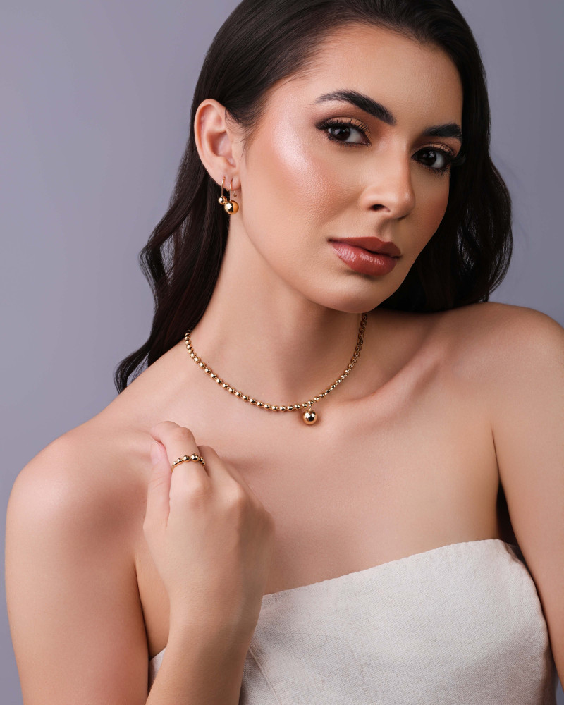 Anel Bolinhas Lisas Tamanho 13 Banhado a Ouro 18K