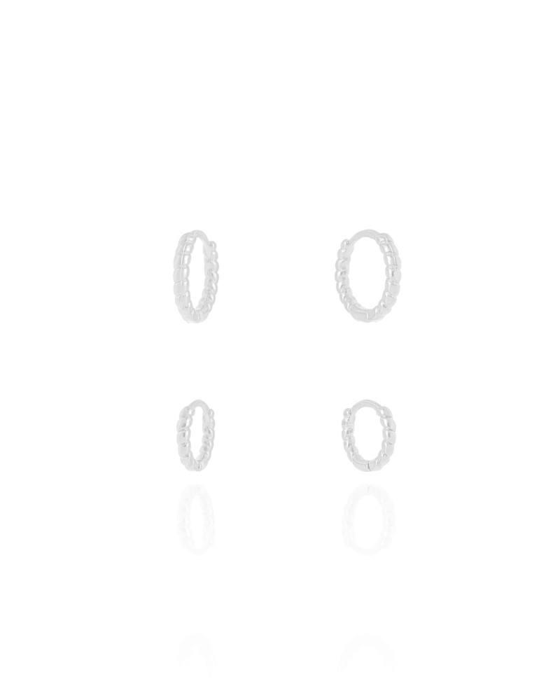 Dupla de Argolas Torcidas Ródio Branco