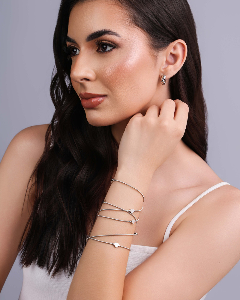 Brinco Argola Click Torcida Lisa 1.4 cm Ródio Branco