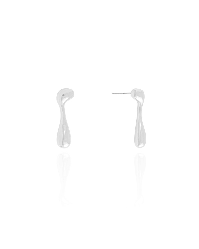 Brinco Orgânico Liso 2.2 cm Ródio Branco