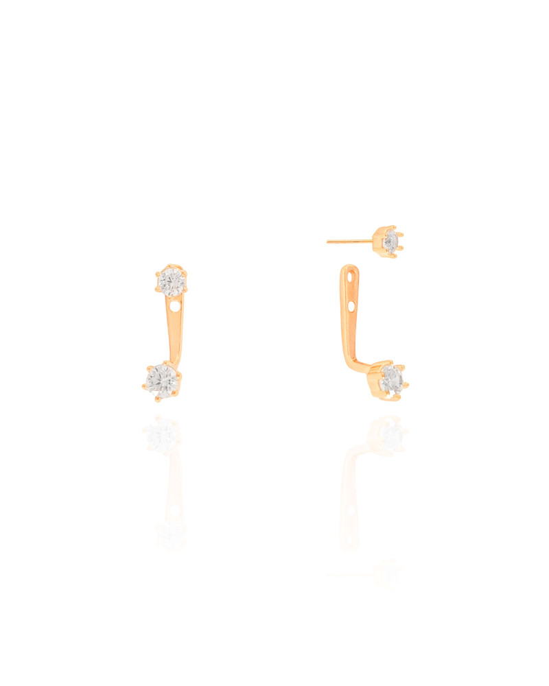 Ear Jacket Pontos de Luz Cristal Banhado a Ouro 18K