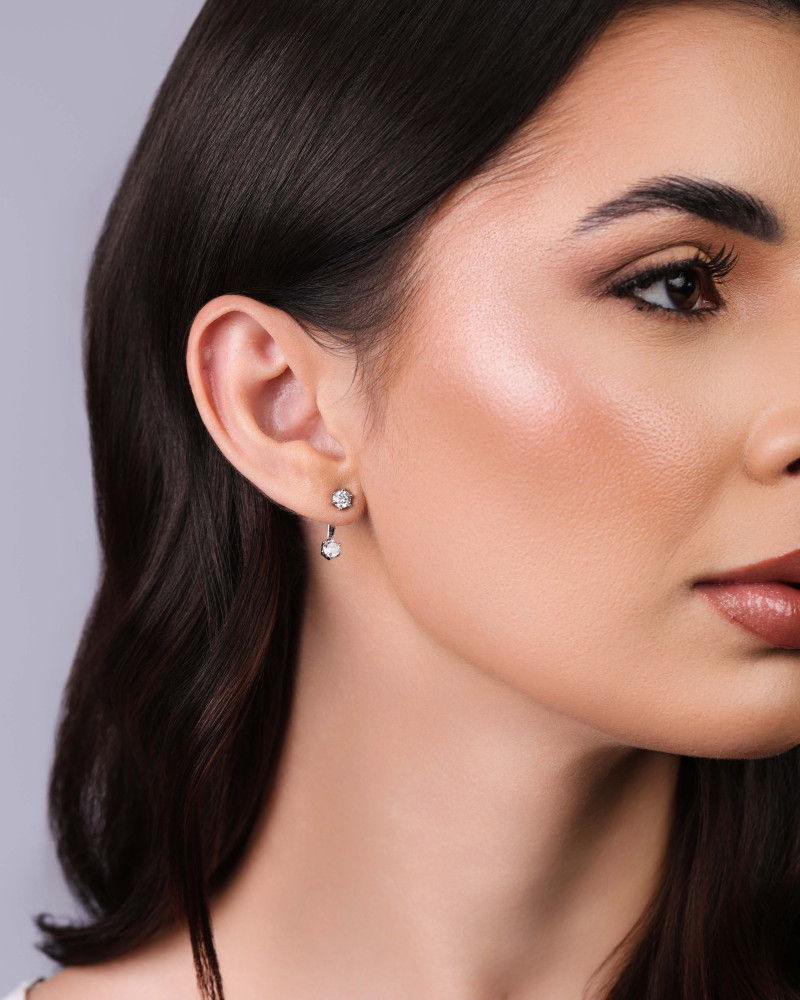 Ear Jacket Pontos de Luz Cristal Ródio Branco