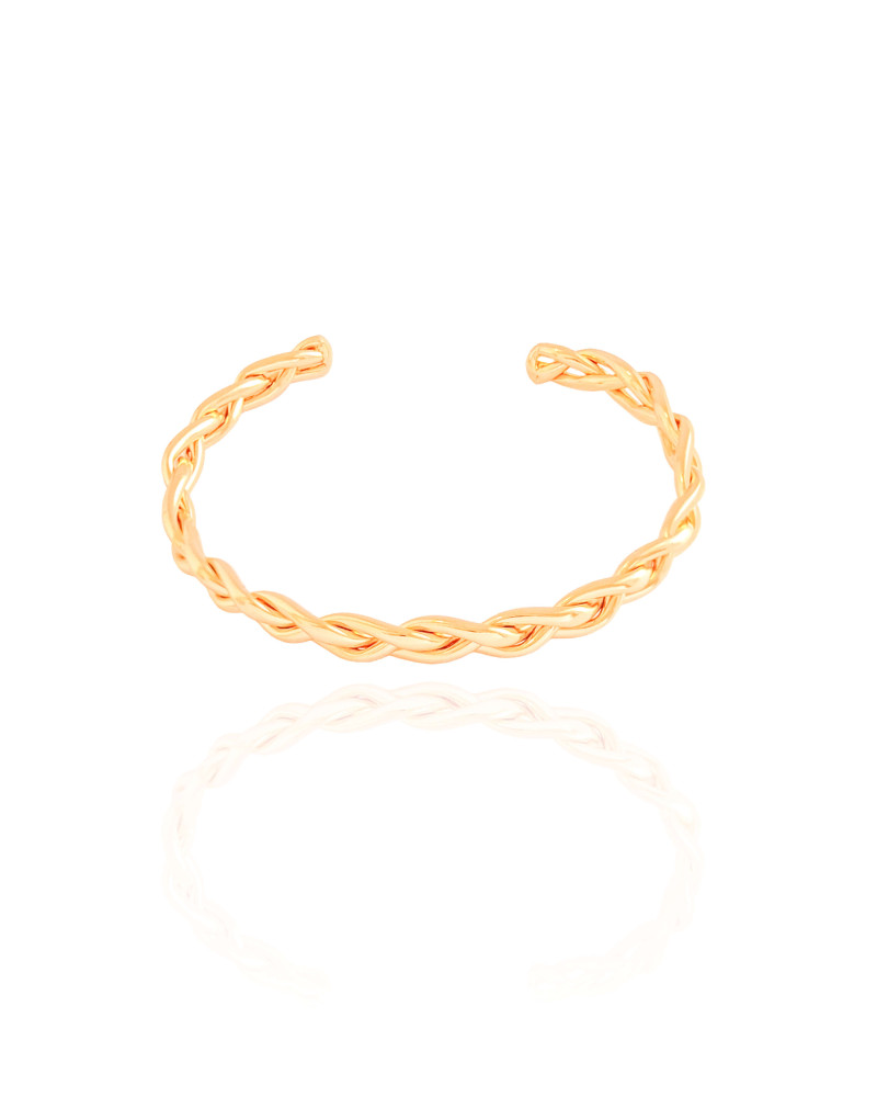 Bracelete Fio Trançado 6 mm Banhado a Ouro 18K