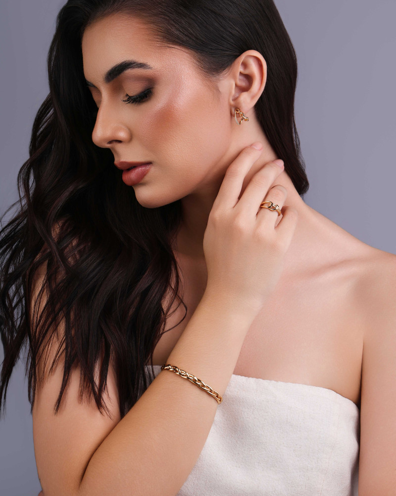 Bracelete Fio Trançado 6 mm Banhado a Ouro 18K