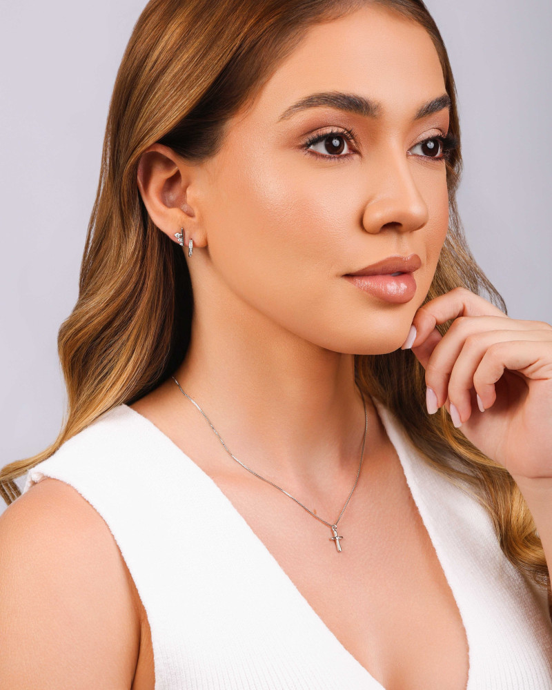 Brinco Graveto Pontos de Luz Cristal Ródio Branco