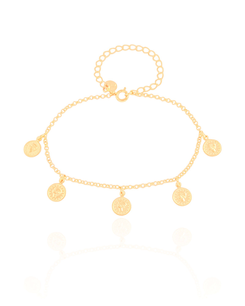 Pulseira Elos Medalhas Lira Banhado a Ouro 18K