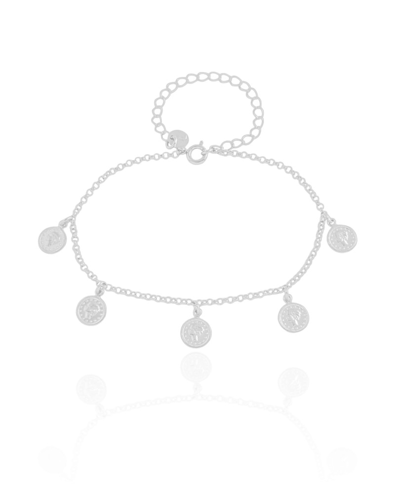 Pulseira Elos Medalhas Lira Ródio Branco