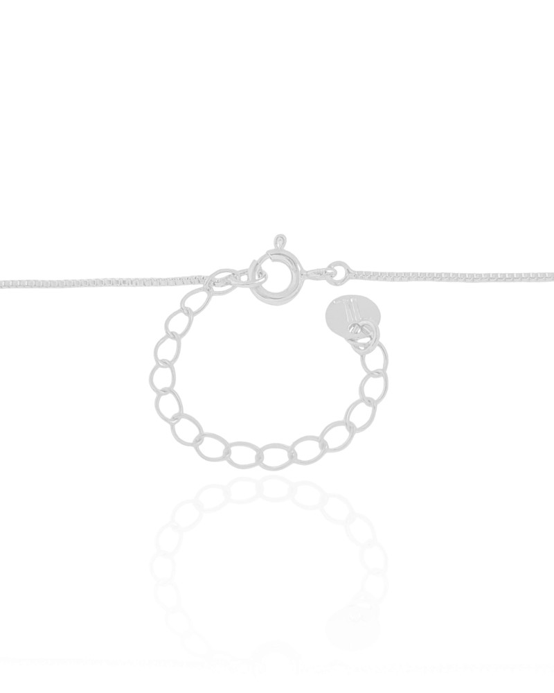 Gargantilha Veneziana Ponto de Luz Coração Cristal Ródio Branco - 40 cm