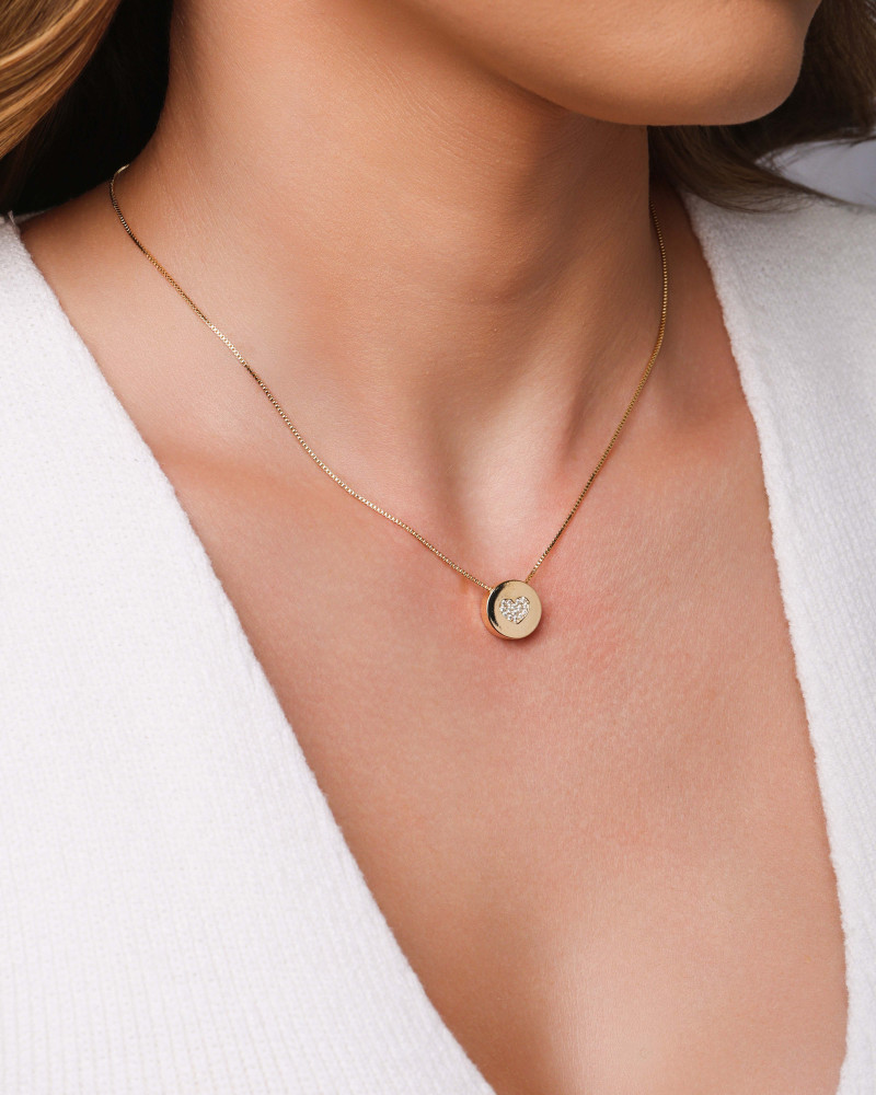 Gargantilha Veneziana Coração Cravejado Cristal Banhado a Ouro 18K - 40 cm